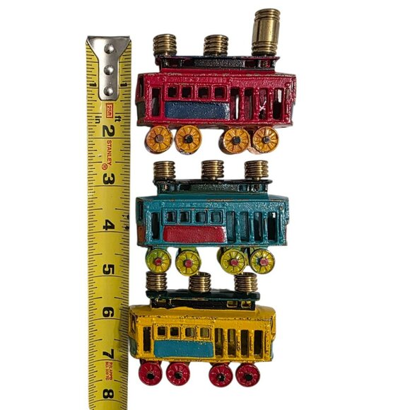 Vintage Kids Menorah Street Cars Train Hanukkah Judaica Trolley Cast Iron Brass - Picture 10 of 12